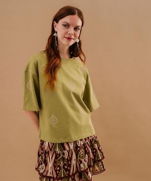 Tee-shirt manches courtes oversize en jersey épais femme vue1 - GEMO(FEMME PAP) - GEMO