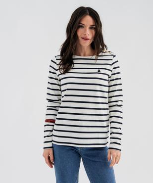 Tee-shirt manches longues rayé marinière femme - LuluCastagnette vue5 - LULU CASTAGNETTE GEMO FOR GOOD - GEMO