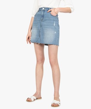 Jupe femme en jean avec marques d’usure vue1 - GEMO(FEMME PAP) - GEMO