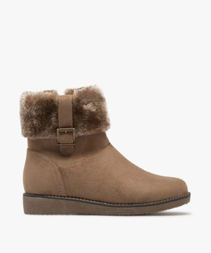 Boots fourrées femme à talon plat unies à col peluche vue1 - G'FLEX - GEMO