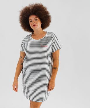 Chemise de nuit à manches courtes et col rond femme grande taille vue2 - GEMO 4G FEMME - GEMO
