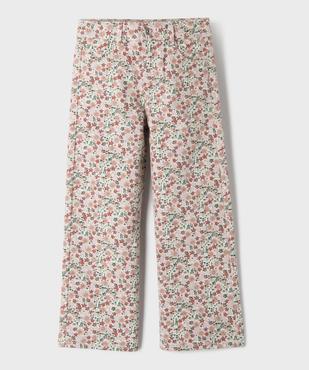 Jean straight à motifs fleuris avec taille ajustable fille vue1 - GEMO 4G FILLE - GEMO