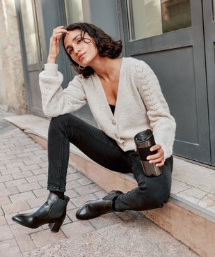 Gilet femme à gros boutons et manches fantaisie vue1 - GEMO C4G FEMME - GEMO