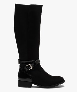 Bottes femme à talon plat dessus verni et suédé vue1 - GEMO (CASUAL) - GEMO