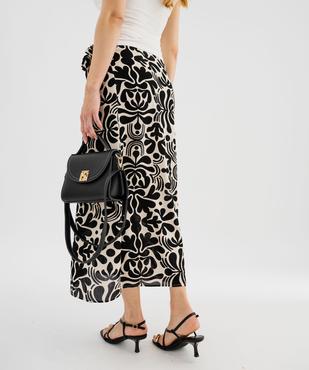 Jupe portefeuille longue en viscose froissée imprimée femme vue3 - GEMO 4G FEMME - GEMO