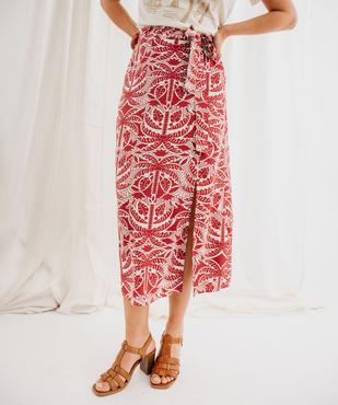Jupe longue fendue en viscose fluide imprimée à taille élastiquée femme vue1 - GEMO 4G FEMME - GEMO
