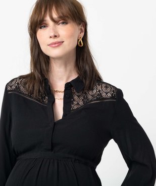 Blouse de grossesse fluide avec dentelle à manches ¾ vue2 - GEMO 4G MATERN - GEMO