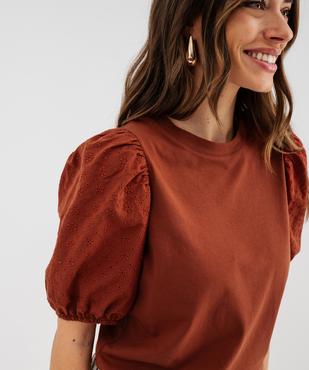 Tee-shirt manches courtes en broderie anglaise femme vue2 - GEMO 4G FEMME - GEMO