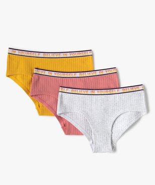 Shorties fille en maille côtelée (lot de 3) vue1 - GEMO 4G FILLE - GEMO