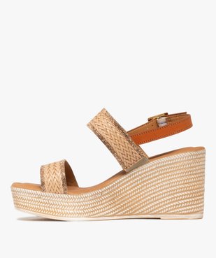 Sandales femme à talon compensé et brides effet tissé avec paillettes vue4 - VALENTINA BALDA - GEMO