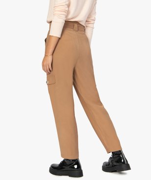 Pantalon femme en toile coupe ample taille haute vue3 - GEMO(FEMME PAP) - GEMO