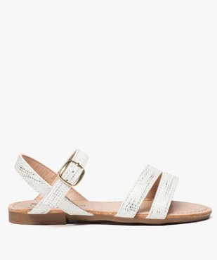 Sandales filles unies à brides fermeture boucle Dessus blanc métallisé vue1 - GEMO (ENFANT) - GEMO
