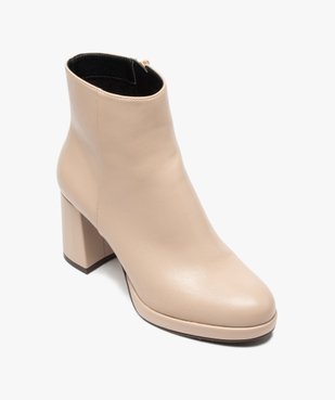 Boots femme unies à talon carré et semelle plateforme vue5 - GEMO(URBAIN) - GEMO
