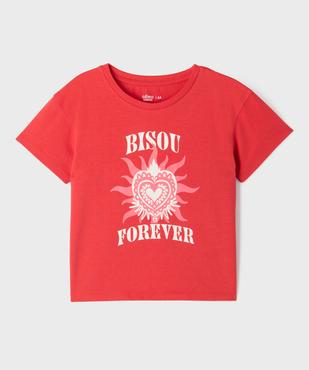 Tee-shirt manches courtes en jersey de coton imprimé fille vue1 - GEMO 4G FILLE - GEMO