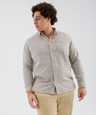 Chemise à carreaux en flanelle de coton homme vue1 - GEMO 4G HOMME - GEMO