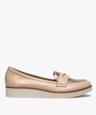 Mocassins femme unis dessus cuir et semelle contrastante vue1 - GEMO (CASUAL) - GEMO