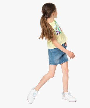 Tee-shirt court fille avec motif scintillant sur l’avant vue5 - GEMO (ENFANT) - GEMO