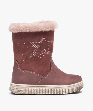 Bottes fourrées fille en suédine motif étoile en strass vue1 - GEMO (ENFANT) - GEMO