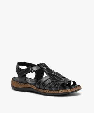 Sandales femme confort à brides multiples en cuir vue2 - GEMO (CONFORT) - GEMO