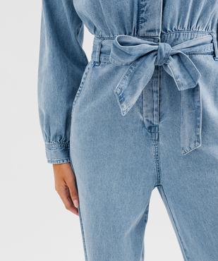 Combinaison pantalon en toile denim avec détails brodés femme vue4 - GEMO 4G FEMME - GEMO