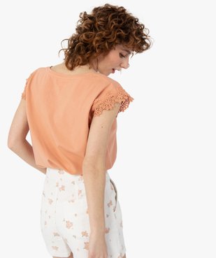 Tee-shirt femme sans manches avec emmanchures dentelle vue3 - GEMO(FEMME PAP) - GEMO