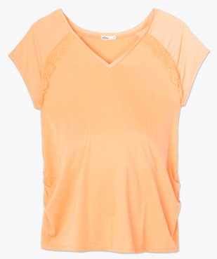 Tee-shirt de grossesse à manches courtes satinées et dentelle vue4 - GEMO (MATER) - GEMO