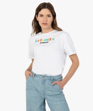 Tee-shirt femme à manches courtes avec inscription vue1 - GEMO(FEMME PAP) - GEMO
