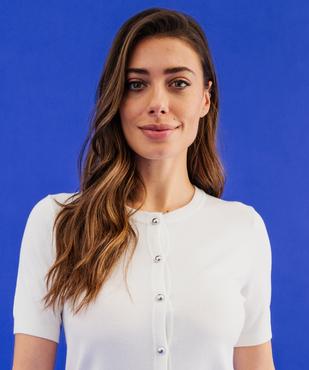 Gilet à manches courtes en maille fine et souple femme vue2 - GEMO 4G FEMME - GEMO