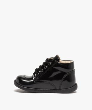 Chaussures premiers pas bébé fille à lacets dessus cuir verni vue3 - GEMO(BEBE DEBT) - GEMO