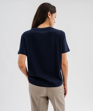 Tee-shirt manches courtes en jersey de coton épais brodé femme - LuluCastagnette vue2 - LULU CASTAGNETTE G4G D - GEMO