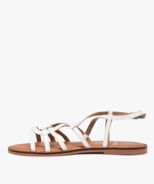 Sandales en cuir à brides et talons plats femme vue3 - GEMO (CASUAL) - GEMO
