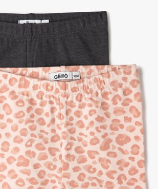 Leggings bébé fille uni et imprimé (lot de 2) vue2 - GEMO C4G BEBE - GEMO