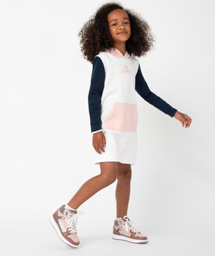 Robe fille en molleton chaud multicolore et à capuche vue1 - GEMO (ENFANT) - GEMO