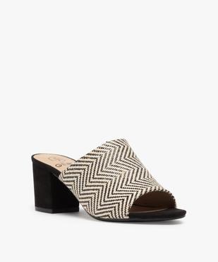 Mules femme à talon carré et large bandeau tissé vue2 - GEMO(URBAIN) - GEMO