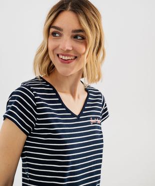 Chemise de nuit imprimée à manches courtes femme vue6 - GEMO 4G FEMME - GEMO