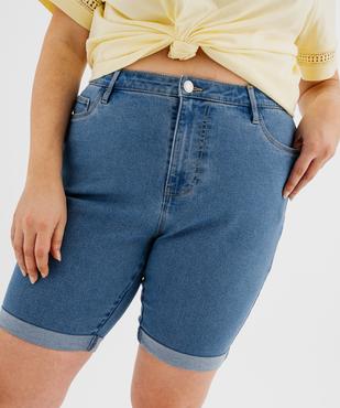 Bermuda en jean stretch à revers femme grande taille vue2 - GEMO 4G GT - GEMO
