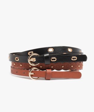 Ceinture femme fine avec détails dorés (lot de 2) vue1 - GEMO (ACCESS) - GEMO