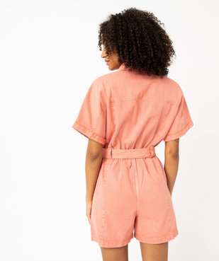 Combishort en toile denim à manches courtes femme vue4 - GEMO(FEMME PAP) - GEMO
