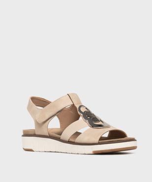 Sandales confort à talon compensé et scratch femme - G'flex vue2 - G'FLEX - GEMO