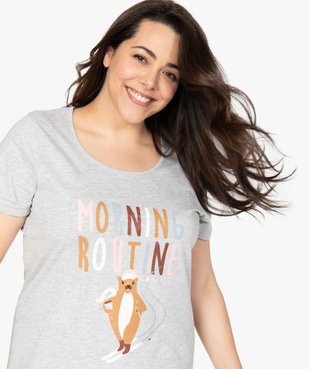 Chemise de nuit femme grande taille à manches courtes avec motifs vue5 - GEMO(HOMWR FEM) - GEMO