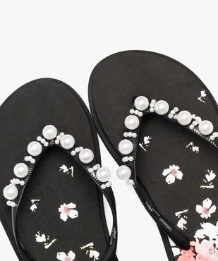 Tongs à semelle fleurie et brides ornées de perles femme vue3 - GEMO (PLAGE) - GEMO
