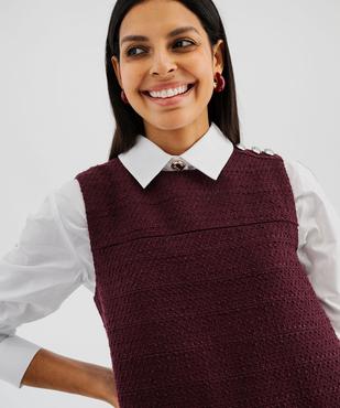 Robe chasuble courte sans manches en matière texturée femme vue3 - GEMO(FEMME PAP) - GEMO