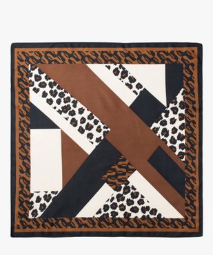 Foulard carré en satin imprimé léopard femme vue3 - GEMO 4G FEMME - GEMO