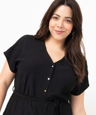 Robe femme grande taille en maille texturée avec volant dans le bas vue2 - GEMO (G TAILLE) - GEMO