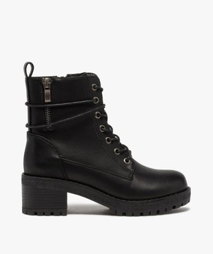 Boots fille unies à talon et semelle crantée fermeture zip vue1 - GEMO (ENFANT) - GEMO