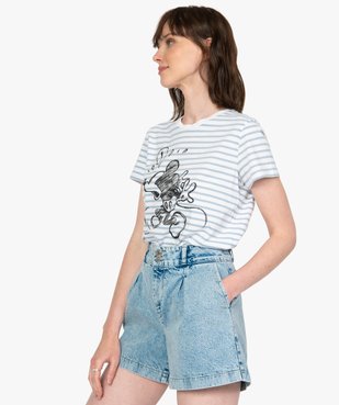 Tee-shirt femme rayé motif Mickey - Disney vue2 - DISNEY DTR - GEMO