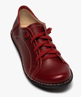 Derbies femme confort dessus cuir à lacets élastiques vue5 - GEMO (CASUAL) - GEMO