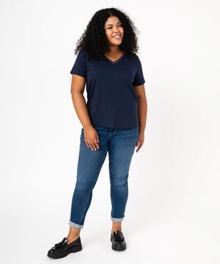 Tee-shirt femme grande taille avec col V et manches courtes vue5 - GEMO (G TAILLE) - GEMO