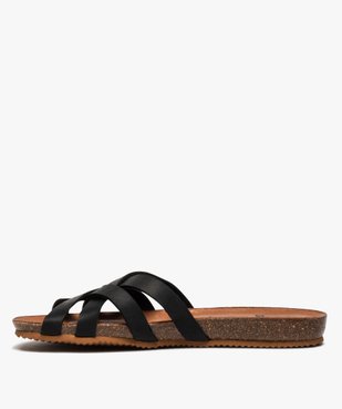 Mules femme plates à brides croisées en cuir vue3 - GEMO (CASUAL) - GEMO