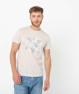 Tee-shirt homme avec motif feuillage  vue1 - GEMO (HOMME) - GEMO